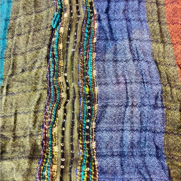 Scarf with Colorful Striped Fringe NWOT - Picture 3 of 4